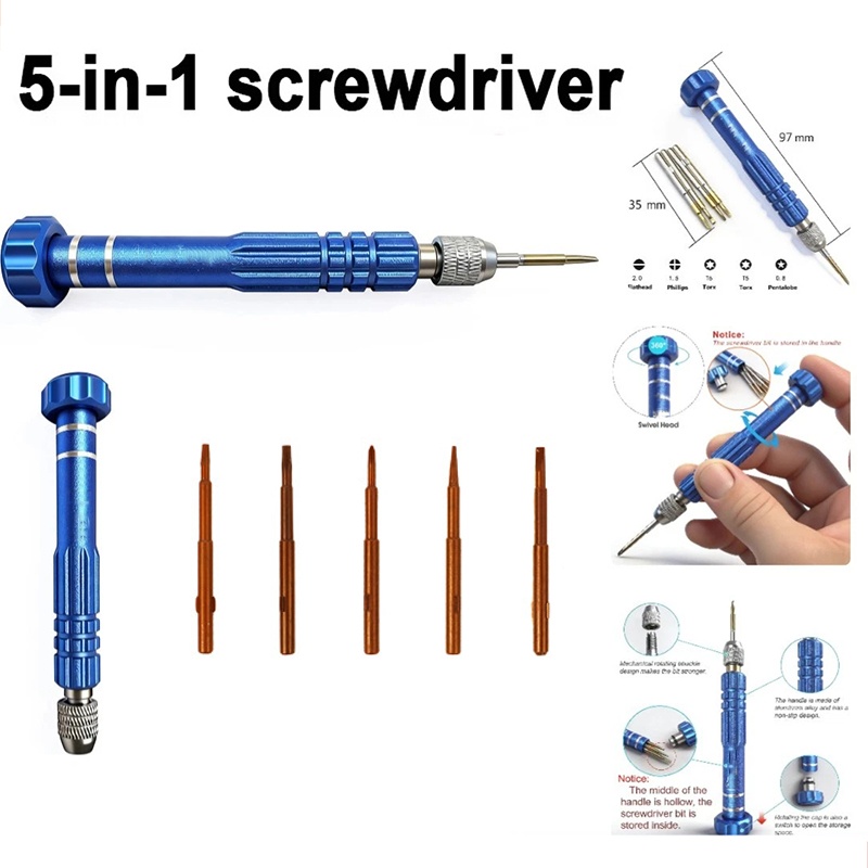 Electronics Stuff - 5-in-1 Handy-Reparaturset, Notebook- und Tablet-Wartungsset, Präzisions-Kreuzstern-Bit-Set,
