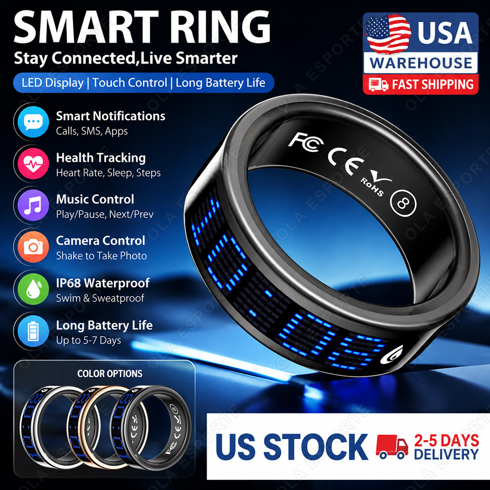 Smart Ring Health - Neuer 2026 Anruf-ID-Erinnerungs-Smartring mit Herzfrequenz- und