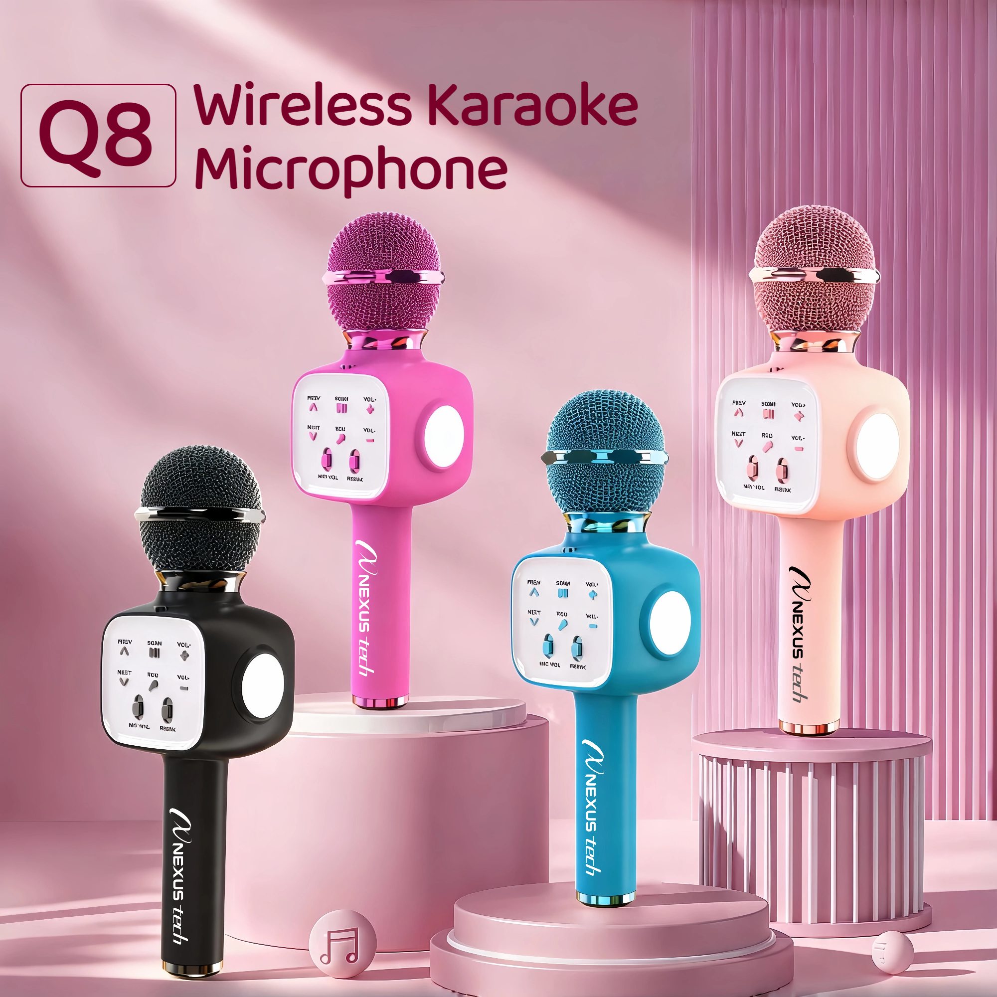 Electronic Gift - Kabelloses Bluetooth 5.2 Karaoke-Mikrofon, tragbarer Lautsprecher,